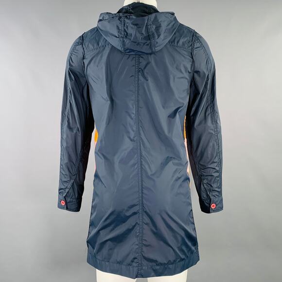 COMME des GARCONS SHIRT Size S Navy Multi Color Hooded Color Block Toggle Coat - Picture 4 of 7